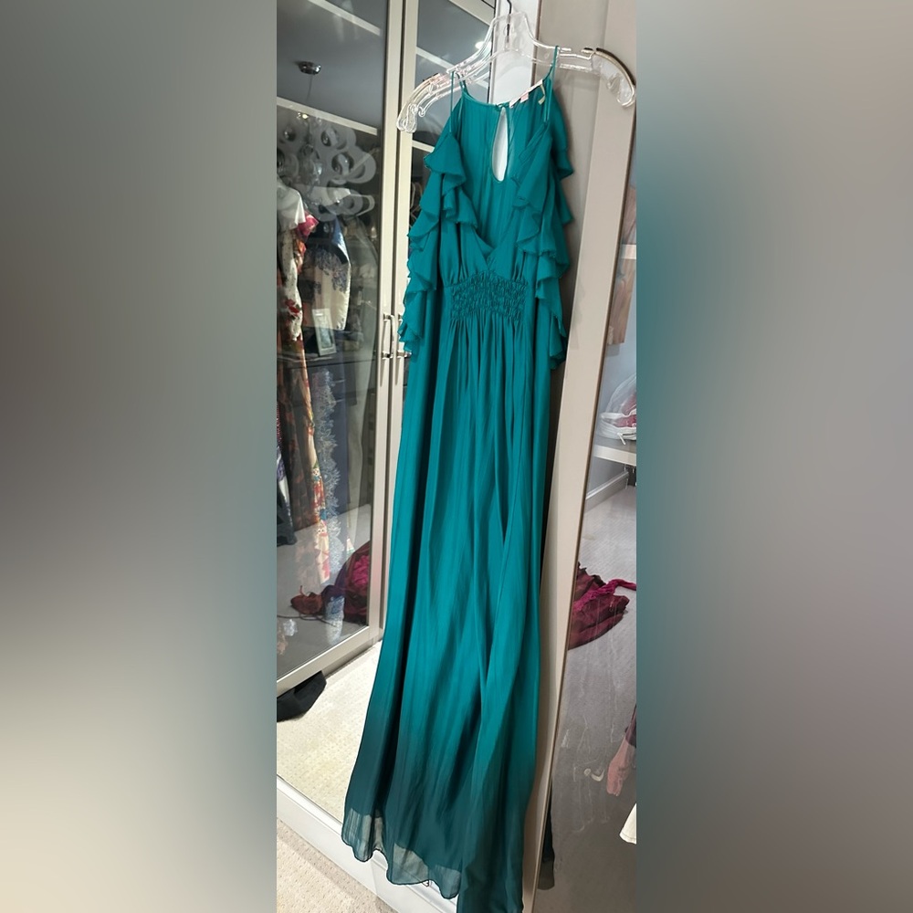 Rebecca Taylor 100% silk teal gown
